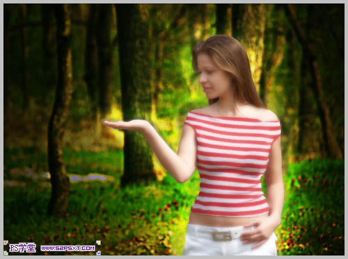 Photoshop合成树林中的唯美树仙子图片