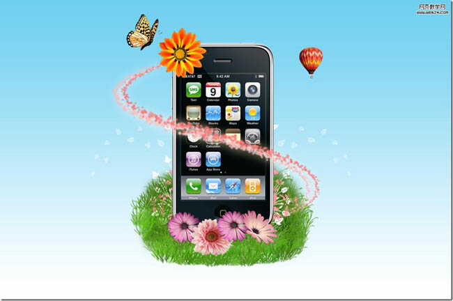 PS合成清爽漂亮的iPhone手机广告