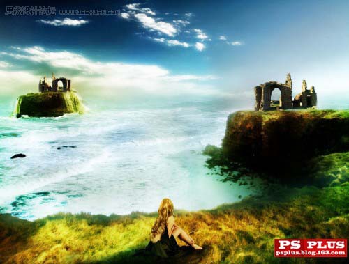 用PS合成梦幻海景城堡遗址照片特效
