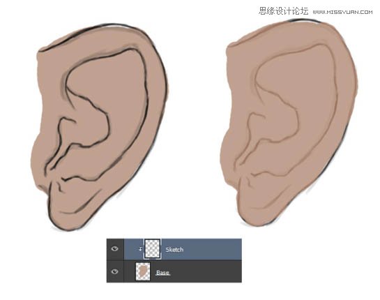 学习制作真人男性耳朵图片的PS鼠绘教程