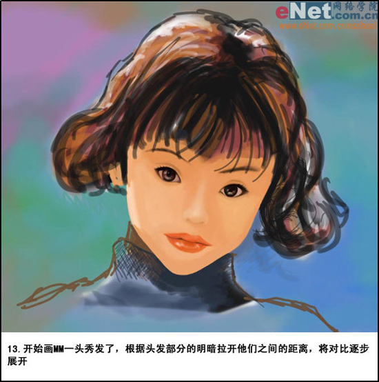 PS怎样鼠绘短发小女孩水彩素描照片