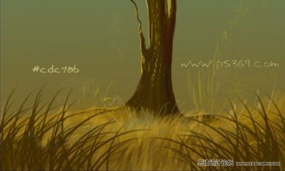 PS鼠绘梦幻月色下的荒芜草原照片