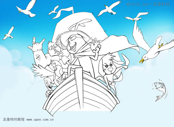 鼠绘动物航海探险插画的PS教程