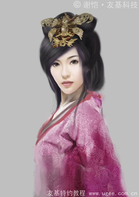 PS鼠绘华丽古装美女插画照片