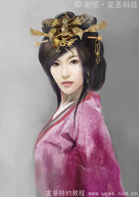 PS鼠绘华丽古装美女插画照片