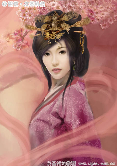 PS鼠绘华丽古装美女插画照片