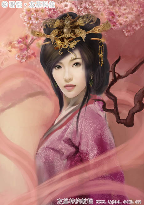 PS鼠绘华丽古装美女插画照片