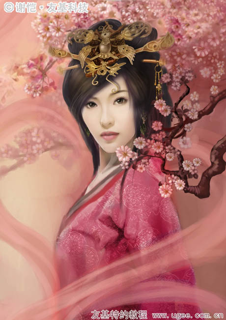 PS鼠绘华丽古装美女插画照片