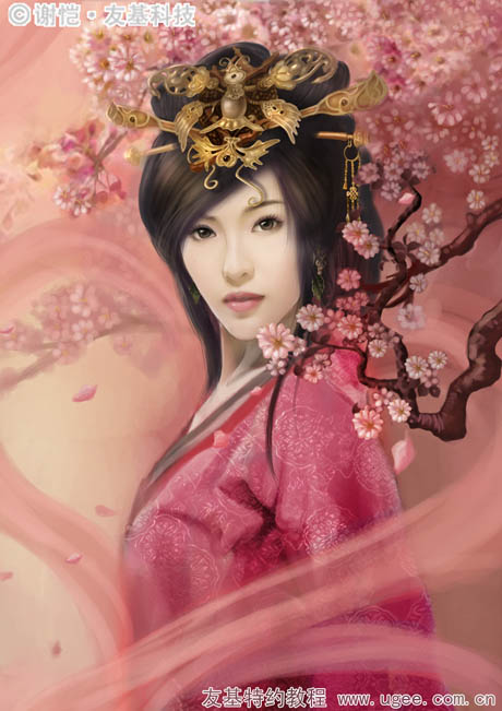 PS鼠绘华丽古装美女插画照片