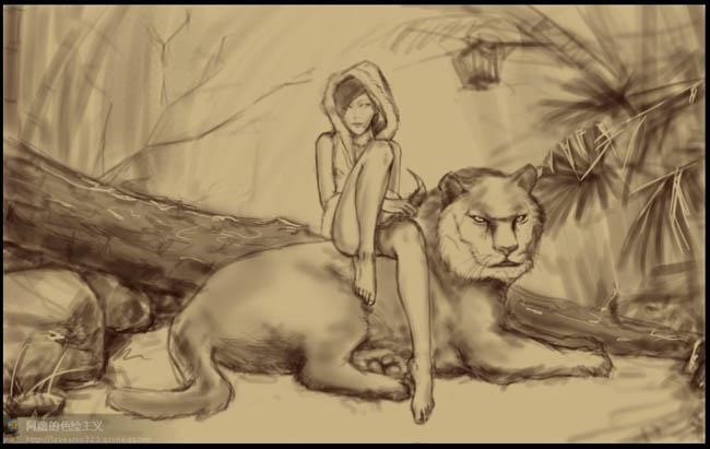 用PS鼠绘美女与野兽的主题壁纸