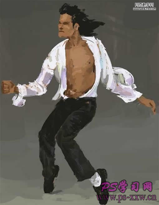 鼠绘跳舞男生油画照片的PS教程