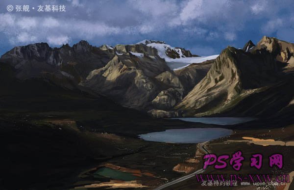 用PS临摹鼠绘一幅高原雪山照片