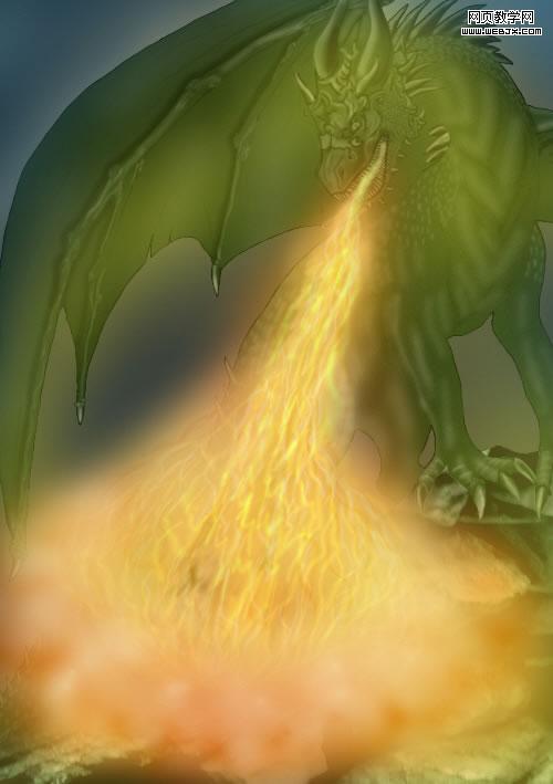 用PS鼠绘一条绿色的喷火飞龙
