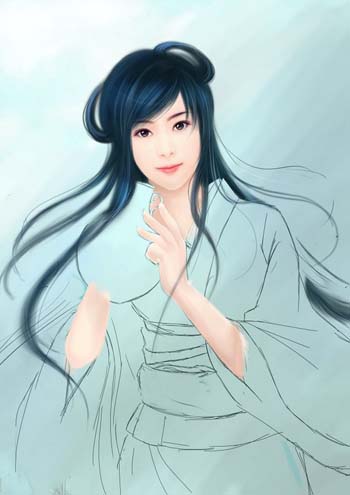 用PS鼠绘古典汉服美女插画图案