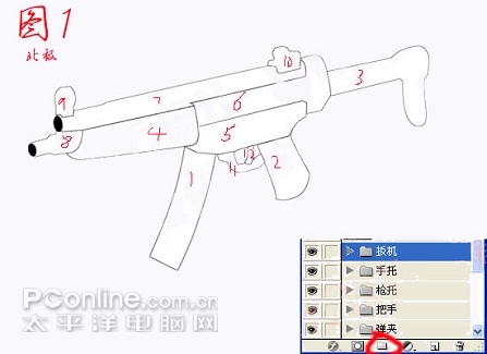 鼠绘一把微型冲锋枪的PS教程