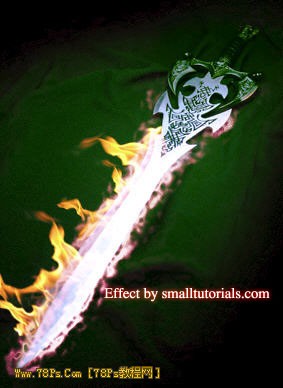 PS滤镜打造一把火焰燃烧的宝剑照片