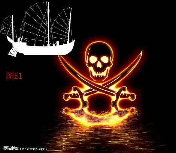 大海中升起的海盗标志特效图案