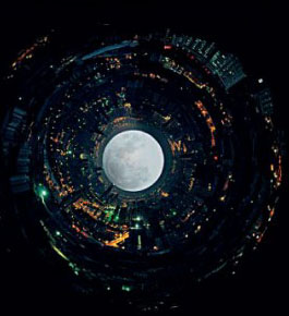 PS滤镜制作圆柱形的城市夜景图