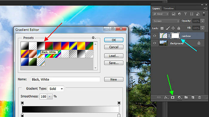 用PS快速给图片添加逼真彩虹效果的教程