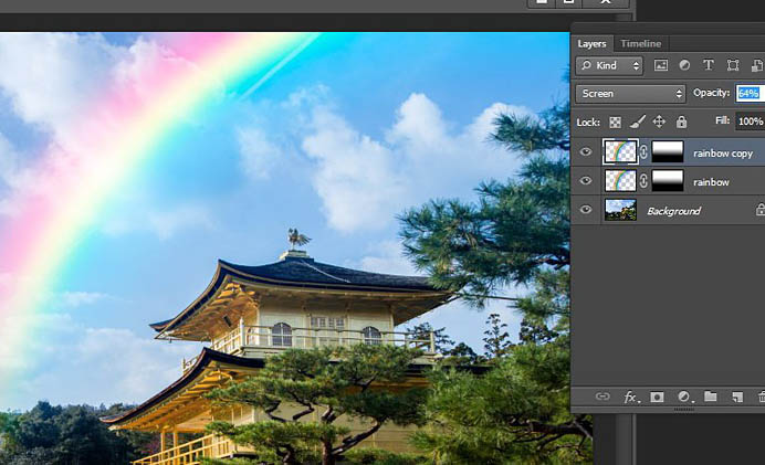 用PS快速给图片添加逼真彩虹效果的教程