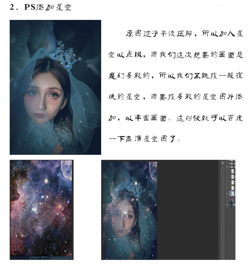 给人像照片添加唯美星空背景的PS方法