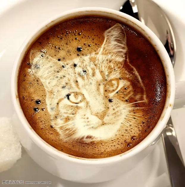 制作创意猫咪咖啡拉花图案的Photoshop方法