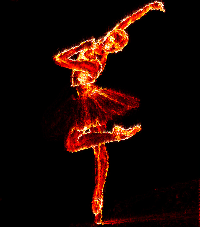 制作火焰燃烧芭蕾舞表演人物效果的Photoshop教程