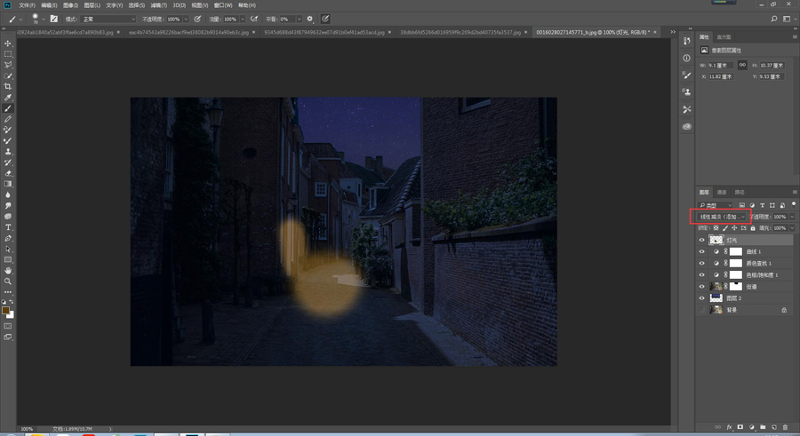 制作黑夜乡村街道亮灯图片效果的PS技巧