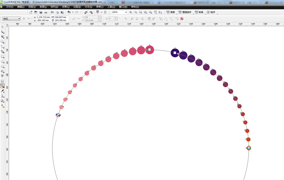 CorelDRAW绘制圆点抽象螺旋图案效果