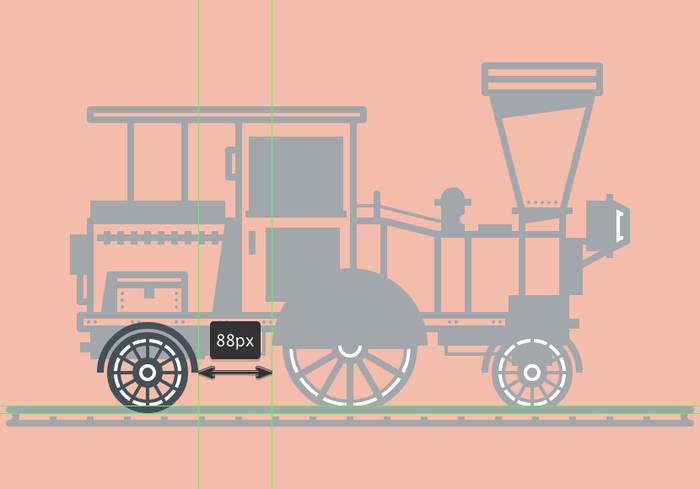 Illustrator绘制复古蒸汽火车插画图片