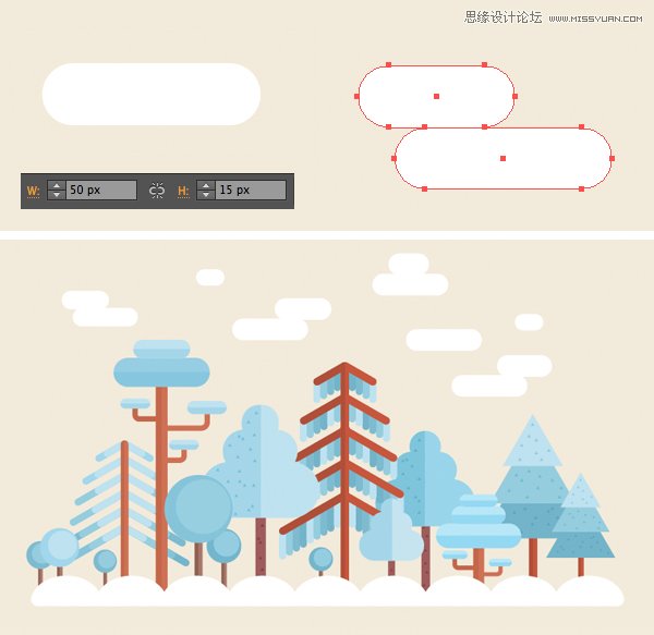 用AI绘制冬季雪景森林场景插画图片