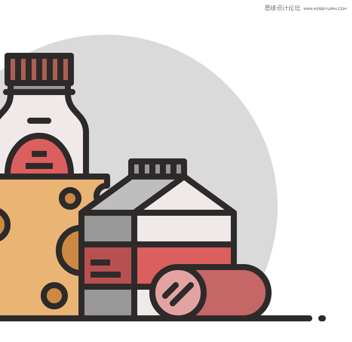 食物图标：AI绘制简约风格的食品图标,PS教程,思缘教程网