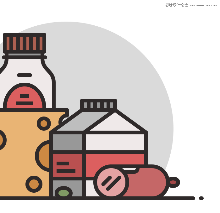 食物图标：AI绘制简约风格的食品图标,PS教程,思缘教程网