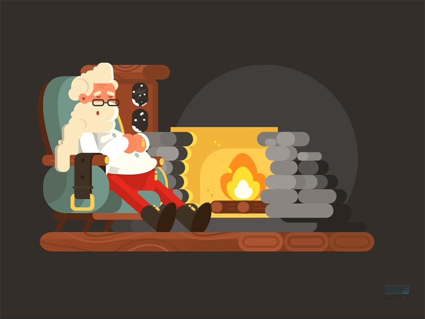 AI设计圣诞老人休息场景矢量插画图片