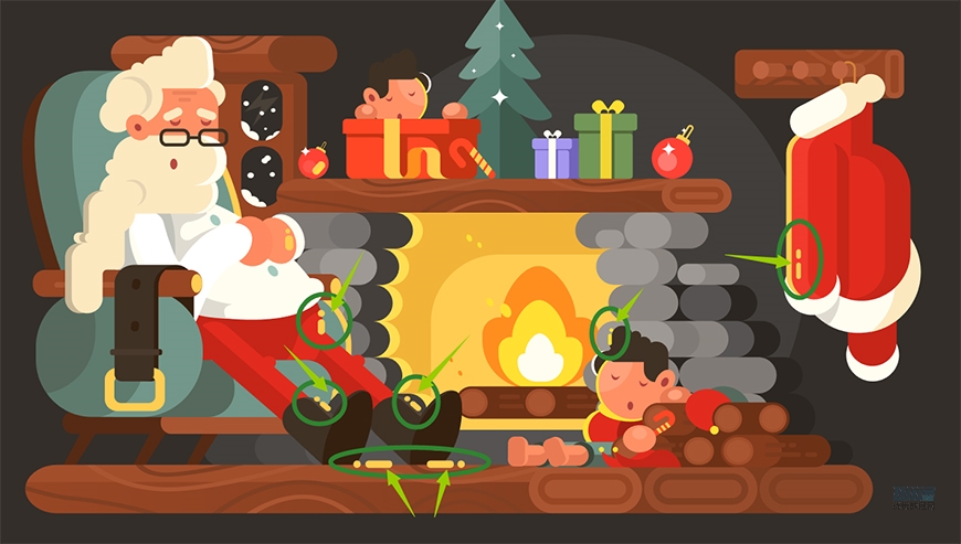 AI设计圣诞老人休息场景矢量插画图片