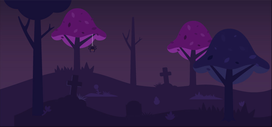 AI设计制作恐怖万圣节夜景插画图片