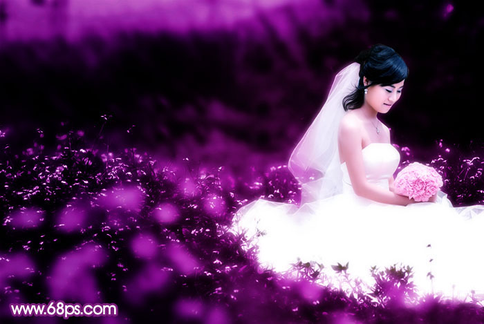 学习PS调出紫色婚纱写真照片色彩