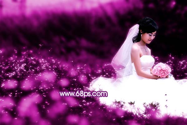 学习PS调出紫色婚纱写真照片色彩