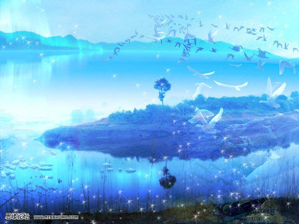 PS调制梦幻仙境特效的蓝色照片