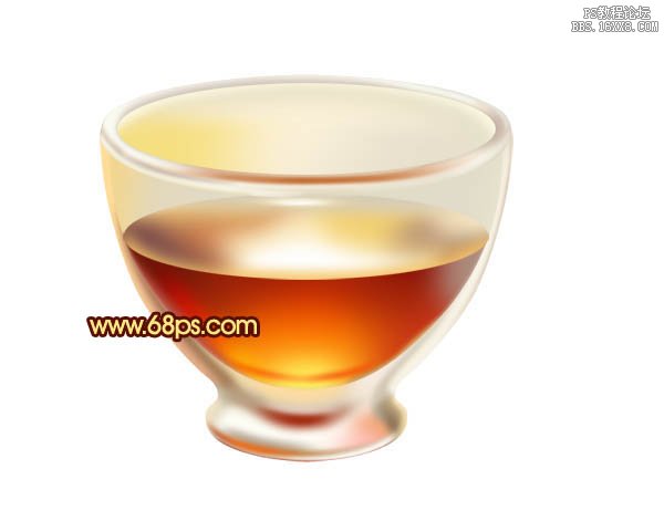 用PS设计装有茶水的质感玻璃茶杯