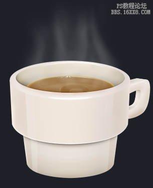 PS制作陶瓷杯子中的香浓热咖啡