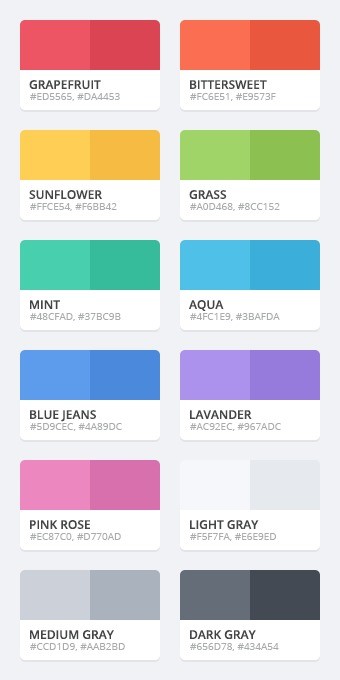 设计界面最常用最舒服的12种颜色（含色