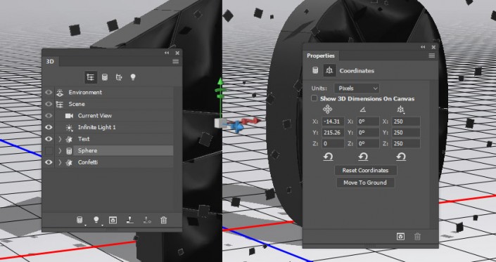 3D工具，通过PS中的3D功能创建膨胀3D文本效果