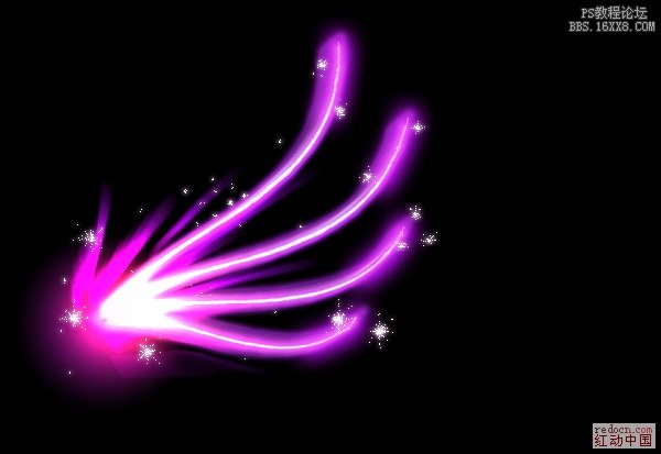 Photoshop制作紫色的梦幻光束翅膀