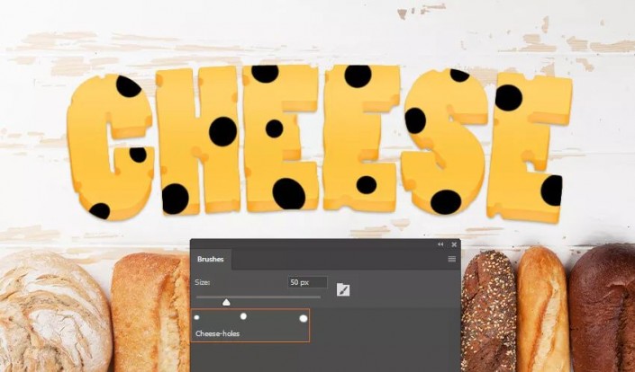 文字设计，通过PS制作奶酪样式的文字