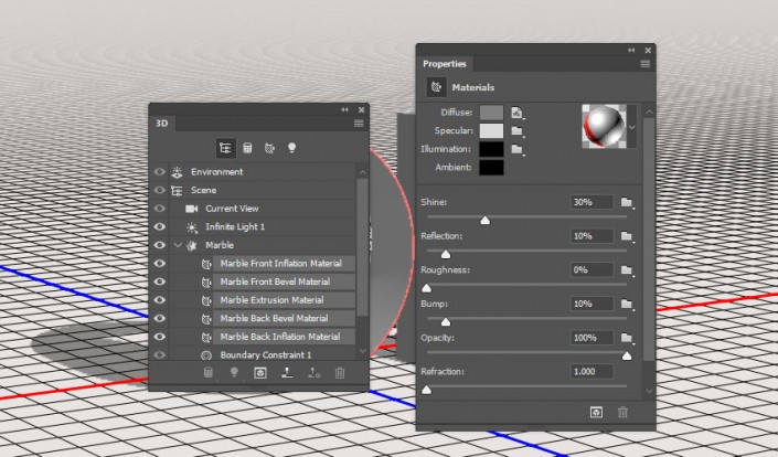 3D功能，通过PS中的3D功能设计大理石玫瑰材质的文字