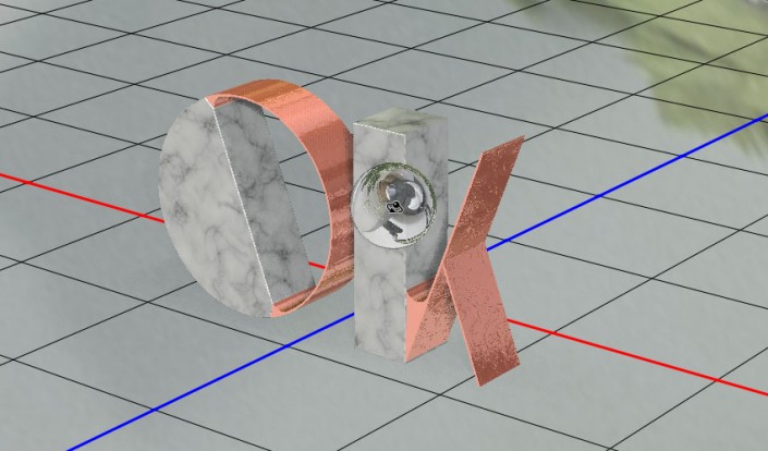 3D功能，通过PS中的3D功能设计大理石玫瑰材质的文字