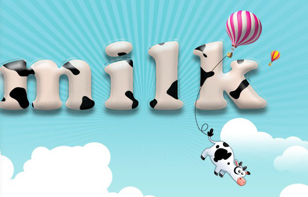 牛奶字，制作可能的奶牛风格字