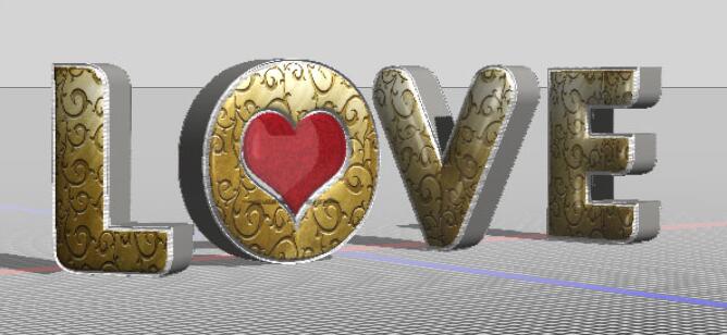 金属字，用PS创建象征爱情的金属文字