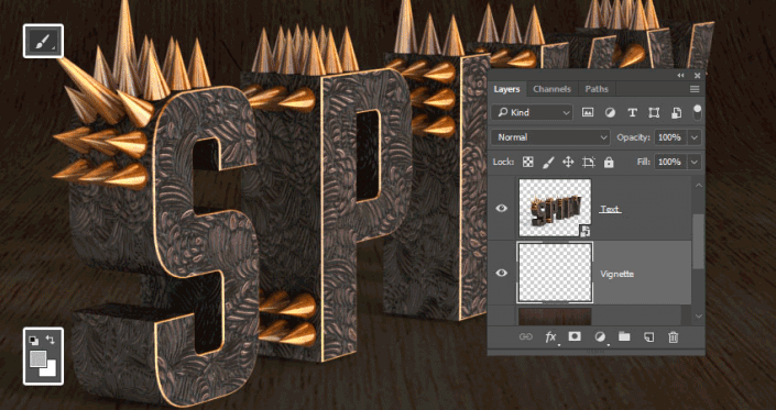 金属字，用PS制作3D效果的金属铆钉文字
